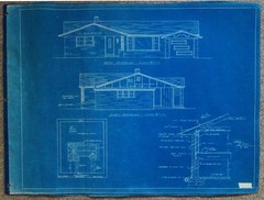 #12 Vintage 50s 1955 HOUSE BLUEPRINTS-MCM-Mid Century Modern RANCH-Floor Plan