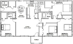 60×30 House — 4 bedroom 3 Bath — 1,800 sqft — PDF Floor Plan — Model 1A