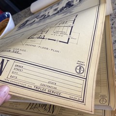 Vintage 1948 4 Square Home Plan Drawing Blueprint Triflex Service Washington DC