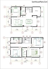 Small House Plan 20×30 Feet 6×9 Meter 3 Beds 3 Baths Shed Roof (A4 Hard Copy)