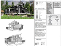 Cozy Charming Tiny House 2 Bed, 1 Bath Architectural Build Plans PDF Download