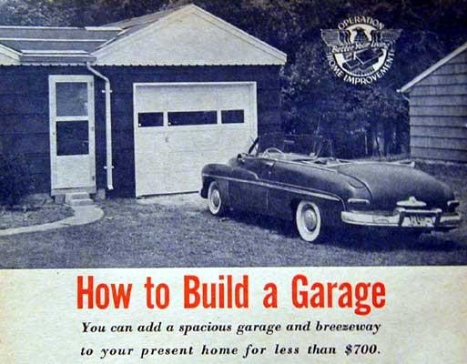 14’x24′ 1 car Garage Wood frame 1957 How-To build PLANS