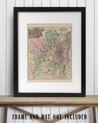 New York Wilderness & Adirondacks Antique Map Vintage Upstate Travel Wall Art