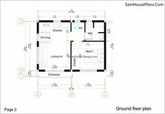Small House Plan 7×6 Meter 23×20 Feet 1 Bed 1 Bath Hip Roof PDF (A4 Hard Copy)