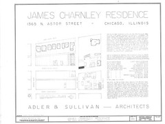 Frank Lloyd Wright Prairie Style home, architectural drawings, Charnley House