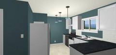 Tiny House House Plans 560 square feet and open kitchen living area.