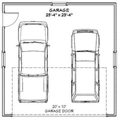 24×24 2-Car Garage — 576 sqft — 12ft Walls — PDF Floor Plan — Model 1G
