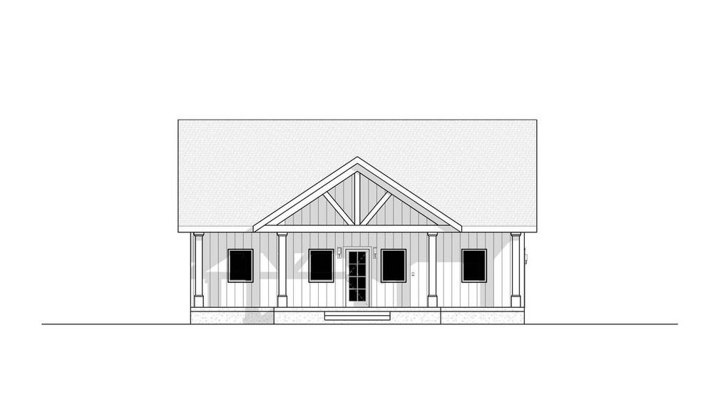 Spacious Cottage 3 bed 2 bath (40’x40′) Custom House Plans and Blueprints – elev