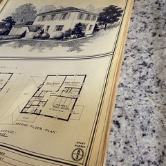 Vintage 1948 4 Square Home Plan Drawing Blueprint Triflex Service Washington DC