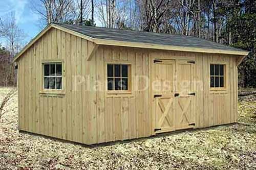 10′ x 16′ Saltbox Roof Style Storage Shed Plans, #71016