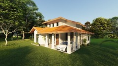 modern house plan Cabana Type small house plan 3bed room AutoCAD File 3D Images
