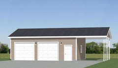 30×24 2-Car Garage with Carport — 720 sqft — PDF Floor Plan — Model 10I