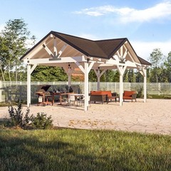 3 Gable Timber Pavilion Plans | 14’x28′ Outdoor Pavilion Blueprints