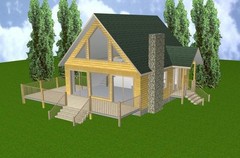 24×28 Cabin w/Loft & Basement Plans Package, Blueprints, Material List
