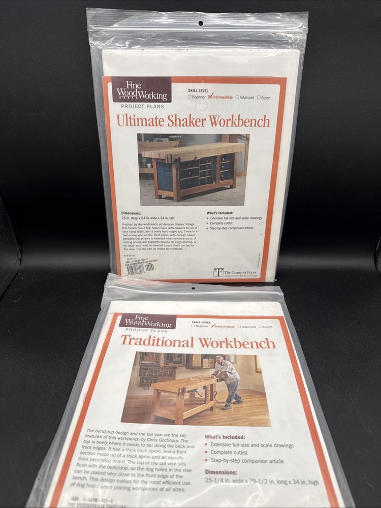 QTY 2 Fine woodworking magazine Project Plans Workbench Building Plans
