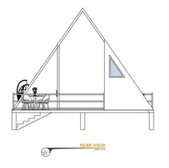 Modern A-Frame Cabin House Plan With 3D Images And PDF For Blueprint Plans