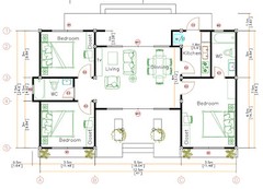 Custom Home Plan 13×7.5 Meter 43×25 Feet 3 Beds 2 Bath Gable Roof (A4 Hard Copy)
