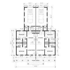 Gable Truss Duplex House Plan with Garage – 1836 SF – Modern Multifamily Investm