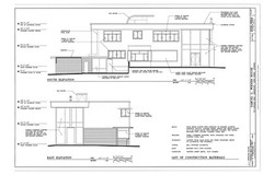 Mid-Century Modern home, stucco brick glass block, architectural PRINTED plans