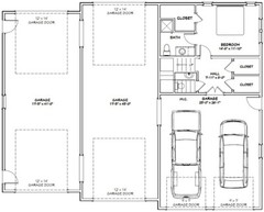 60×48 Apartment with 2-Car 2-RV Garage – PDF FloorPlan – 1,604 sqft – Model 1C