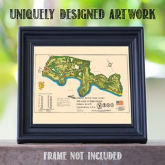 Pebble Beach Golf Links Vintage Course Map California Illustrated Wall Art