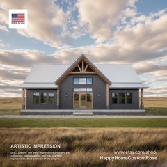 Bold Birch Barndominium Modern House Open Plan Design 54 x 36 – 3 Bed 2 Bath – D