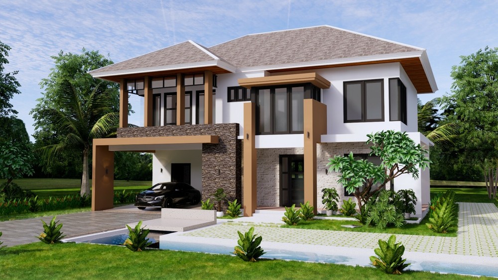 Custom House Plans 15×11 Meter 49×36 Feet 5 Beds 5 Baths Hip Roof (A4 Hard Copy)