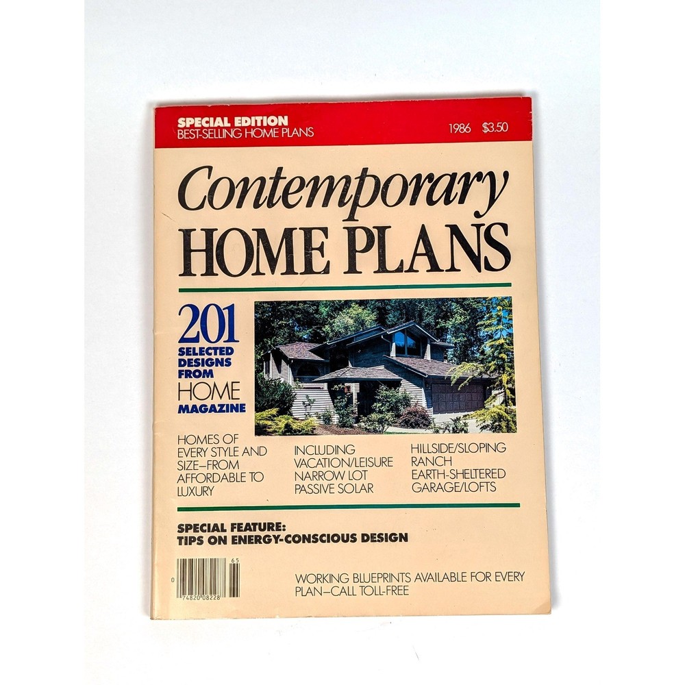 Vintage 1986 Contemporary Home Plans Book | A-Frame Ranch Blueprints |