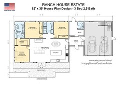 Cypress Barn Modern Ranch House – 82′ x 35′ House Plan Design – 3 Bed 2.5 Bath 1