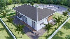 House Plan 12×8 Meter 40×27 Feet 3 Beds 2 Baths Hip Roof PDF (A4 Hard Copy)