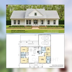 Farmhouse Barndominium – 60′ x 57′ House Plan Design – 3 Bed 3.5 Bath Office 198