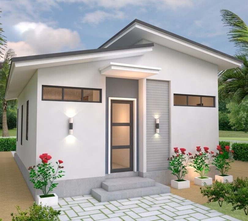 20×26 Feet Tiny House Plans 6×8 Meter 1 Bed 1 Bath Shed Roof PDF (A4 Hard Copy)