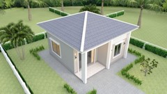 21×21 Feet One Bed 1 Bath House Plans 6.5×6.5 Meter Hip roof PDF (A4 Hard Copy)