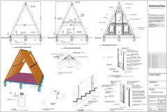 20’x42 1 Bed, 1 Bath Modern A-Frame Cabin Architectural Build Plans PDF.