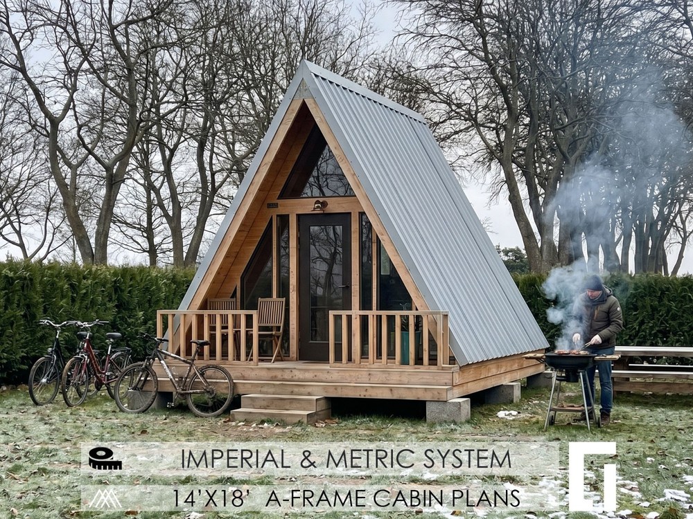210 Sq Ft A Frame Cabin Plans House Plans Blueprints