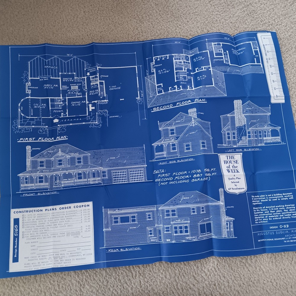 HOUSE OF THE WEEK STUDY PLAN. VINTAGE AP NEWSFEATURES, ARCHITECT DESIGNED HOUSES
