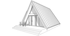 34’x28’ 1 Bedroom, 1 Bath Cozy A-Frame Cabin Architectural Plans PDF Download.