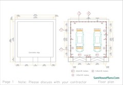 24×24 Feet 7.3×7.3 Meter 2 Cars Garage Shed Plan PDF Plans (A4 Hard Copy)