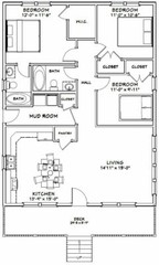 30×40 House — 3 Bedroom 2 Bath — 1,200 sq ft — PDF Floor Plan — Model 2G