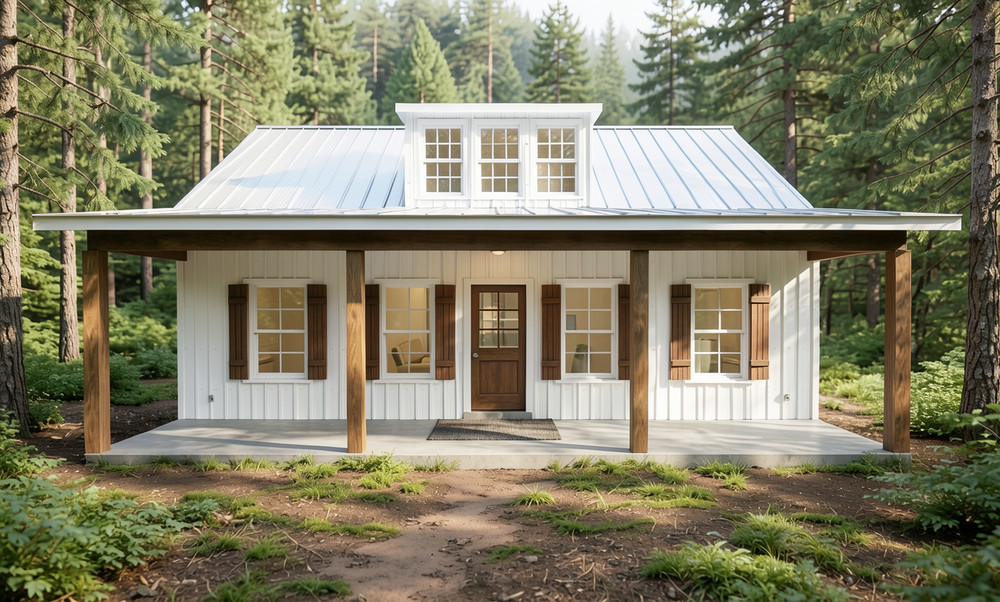 Modern Cabin Plan – 990 Sqft (Living) – 2bed-2 bath
