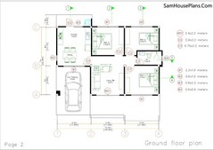 Small House Plan 11×7 Meter 36×23 Feet 3 Beds 1 Bath Hip Roof (A4 Hard Copy)
