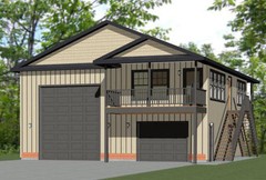 36×40 Apartment with 1-Car 1-RV Garage — PDF Floor Plan — 902 sqft — Model 1B