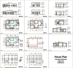 49×30 Feet House Plan 15×9 Meter with 3 Beds 3 Baths Shed Roof (A4 Hard Copy)