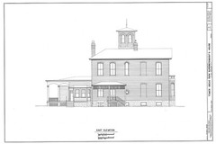Italianate Victorian house, tower, porches, printed architectural drawings
