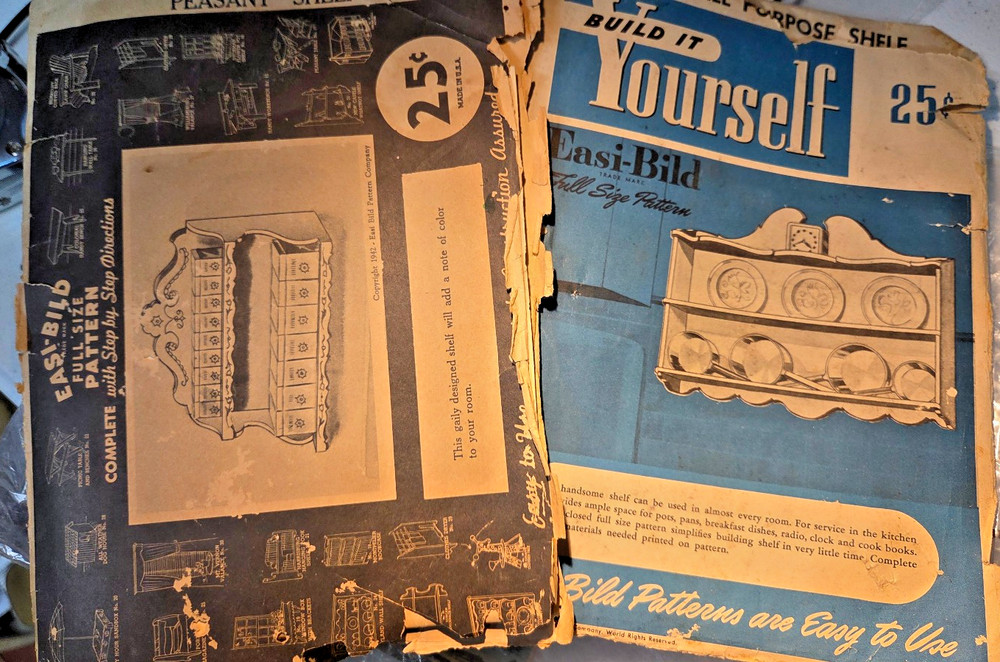 Easi-Bild full size patterns – Peasant Shelf & All Purpose Shelf – 1942 – 2 plan