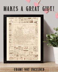 Phoenix Arizona Vintage City Map Mid Century Street Plan with Historic Ads