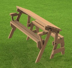 Folding Bench and Picnic Table Combination Building Plans – 6ft