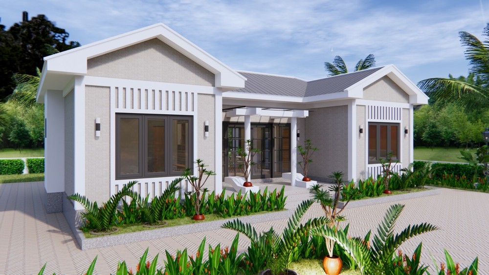 Custom Home Plan 13×7.5 Meter 43×25 Feet 3 Beds 2 Bath Gable Roof (A4 Hard Copy)