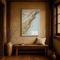 Appalachian Trail Shaded Relief Map Eastern US Hiking Topographic Wall Art