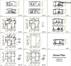 Mini House Designs 10.7×10.5 Meter 35×34 Feet 2 Bed Flat Roof PDF (A4 Hard Copy)
